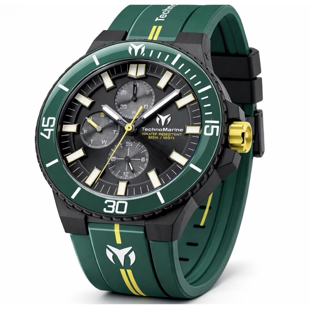 TechnoMarine Racing Legends Quartz Chronograph 43mm Black Dial Green Strap